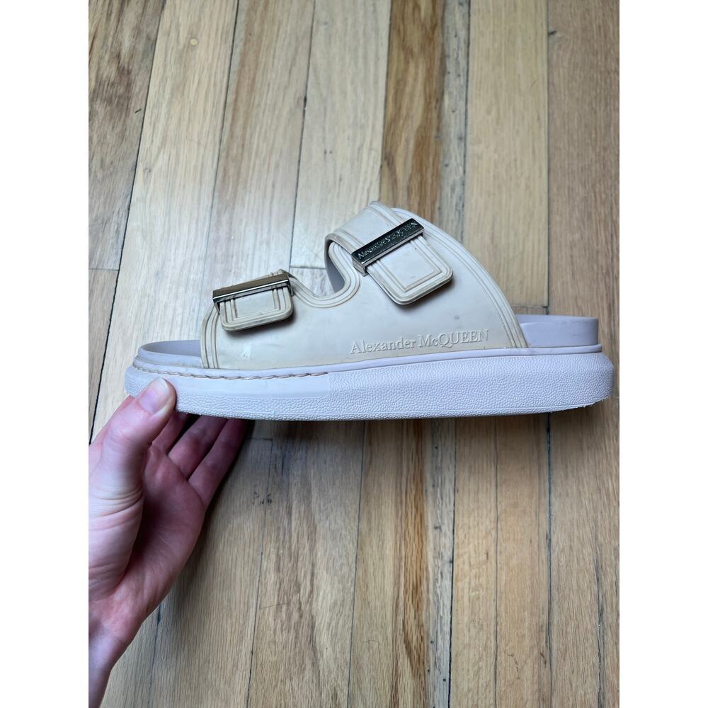 Alexander McQueen Hybrid Rubber Slides Beige Tea Rose Sandals Women 38 US 8 FLAW - Picture 11 of 16